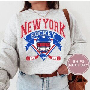 Vintage NY Rangers Hockey Crewneck Sweatshirt, Retro New York Rangers NHL Shirt